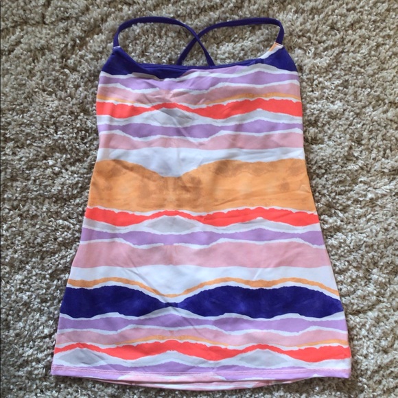 Lululemon Dancing Warrior White Stripe Tank - Size 8 - Picture 1 of 3
